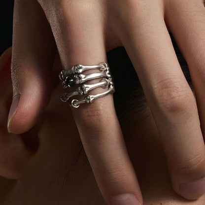S925 Sterling Silver Skeleton Hand Ring