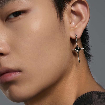 S925 Sterling Silver Cross Star Drop Earrings