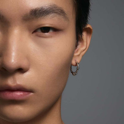 S925 Sterling Silver Piercing Ball Large Hoop Earring (Single)