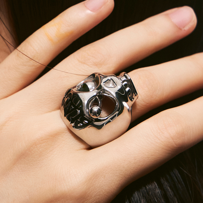 Pierced Siren Skull Ring