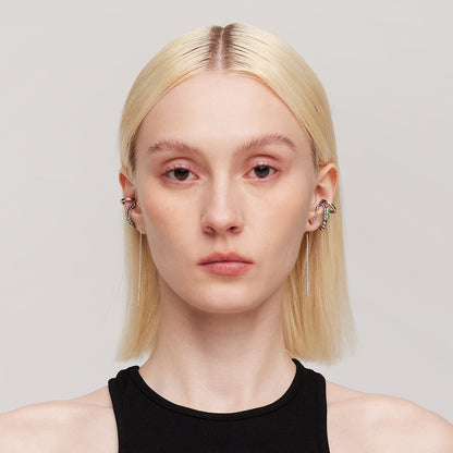 BLACK GLOVES MAGIC CRYSTAL BALL EAR CLIP EAR WIRE