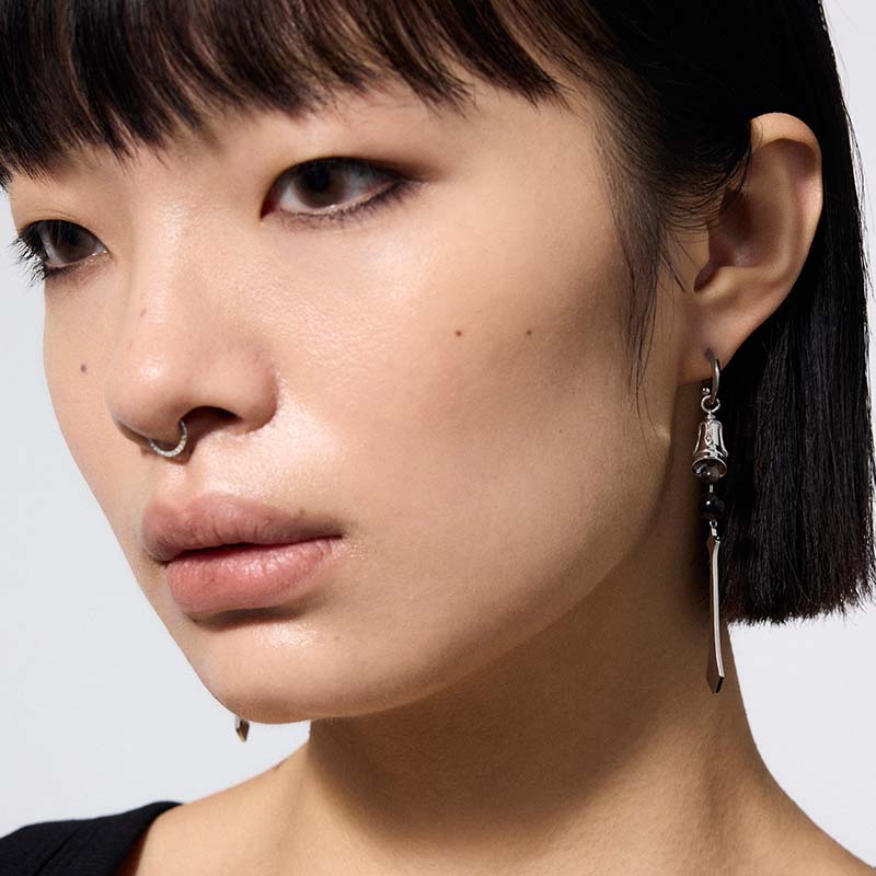 Guardian Bell Long Stud Earrings