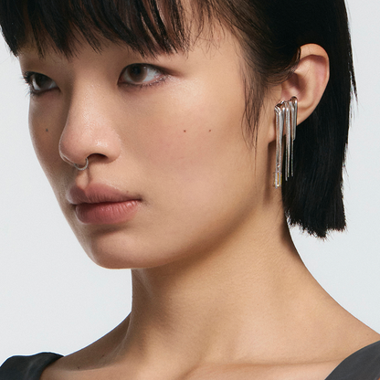 Bone Record Pattern Tassel Earrings