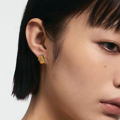 Spiked Yellow Square-Cut Studs