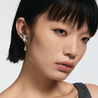 Bone Record Pattern Flow Ear Cuff