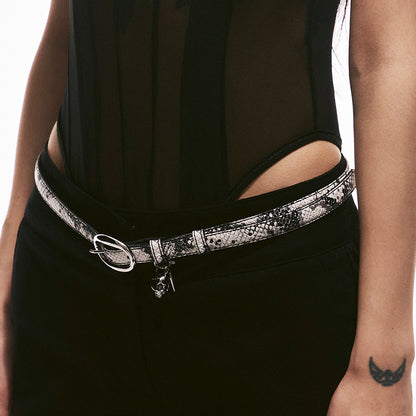 Skull & Snake Embossed Slim Belt