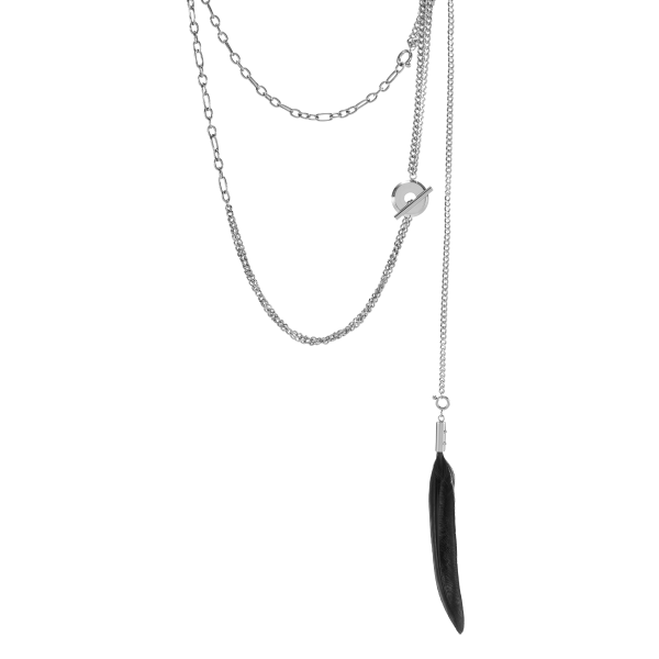 Long Feather Sweater Necklace