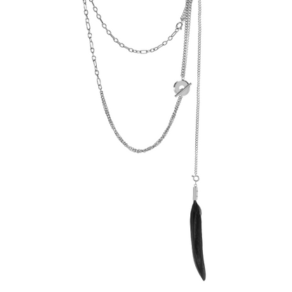 Long Feather Sweater Necklace