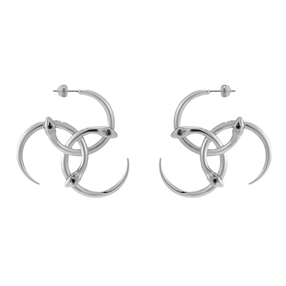 Triple Serpent Ring Wrap Large Hoop Earrings