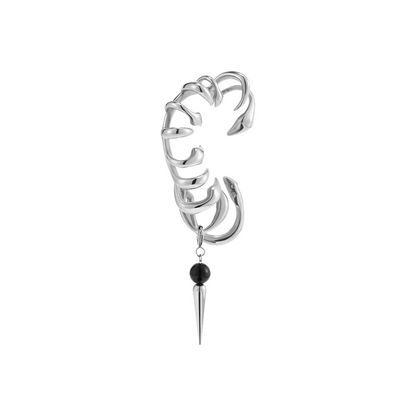 Snake Bone Effect Black Onyx Ear Cuff (Right Ear Single)
