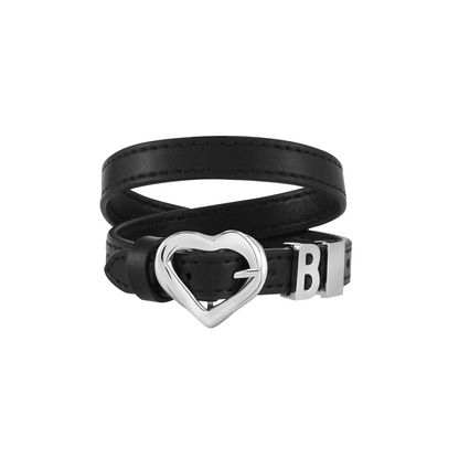Metal LOGO Decorated Leather Bracelet/Choker
