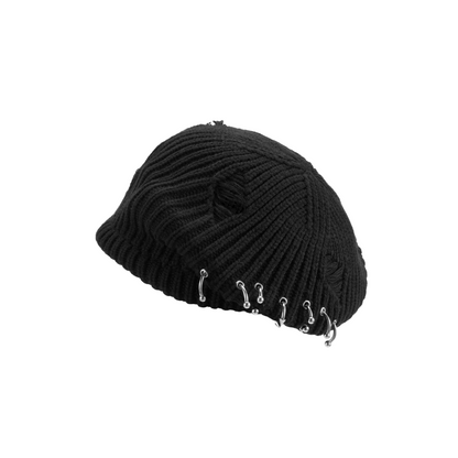 Pierced Knit Beret Hat