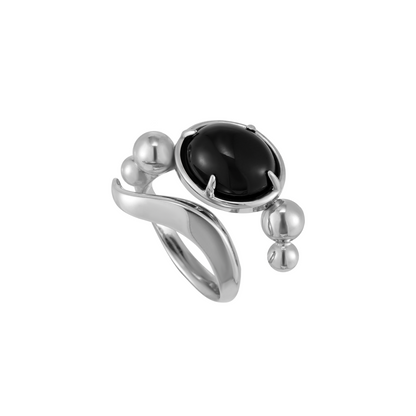 Black Onyx Snake Bone Ring