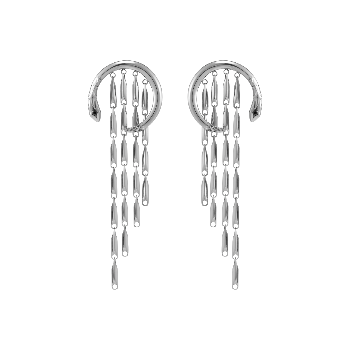 Snake Hoop Tassel Earrings