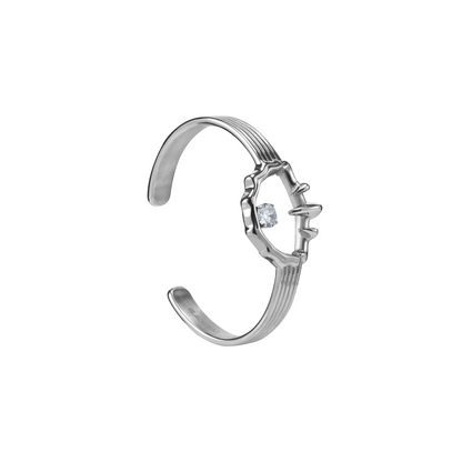 Rhinestone Decorated Design Dial Open Bracelet