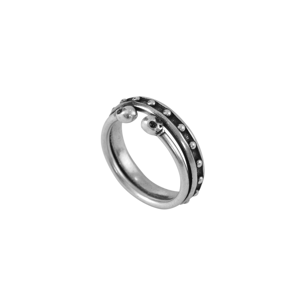 S925 Double-Layer Skull Pinky Ring – Blackheadshop