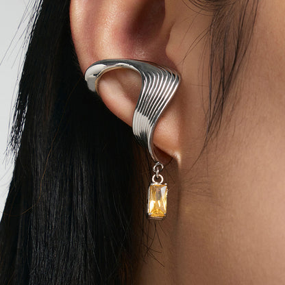Bone Record Pattern Flow Ear Cuff