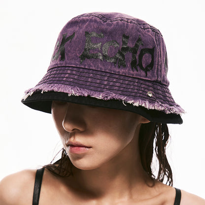 Layered Raw-Edge Bucket Hat