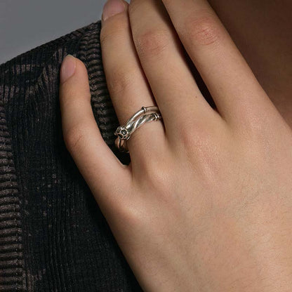 S925 Sterling Silver Double-Layer Skull Ring