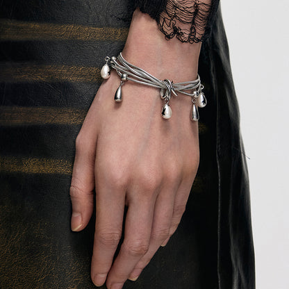 Multi-Chain Teardrop Pearl Bracelet