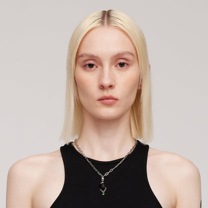 BLACK GLOVES LITTLE FIST COLOR CHANGING PENDANT NECKLACE