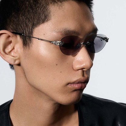 Skeletal Piercing Rimless Sunglasses (Clear Photochromic)