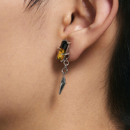 Gradient Tourmaline Stud Earrings with Spikes