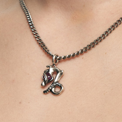 Silver Snake Zodiac Necklace Pendant