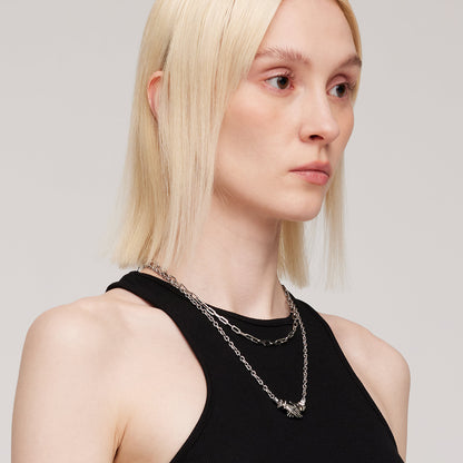 BLACK GLOVES  BLACK GLASS DOUBLE MAGIC GLOVES MAGNETIC PENDANT NECKLACE