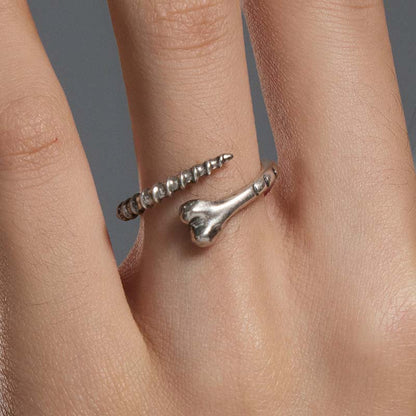 S925 Sterling Silver Bone Nail Ring