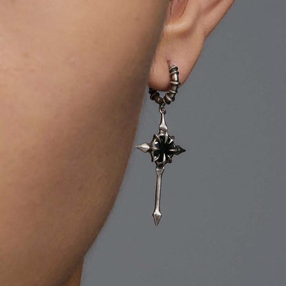 S925 Sterling Silver Cross Star Drop Earrings