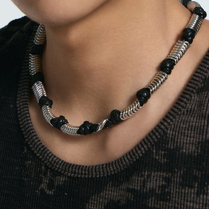 Bone Record Woven Clasp Necklace