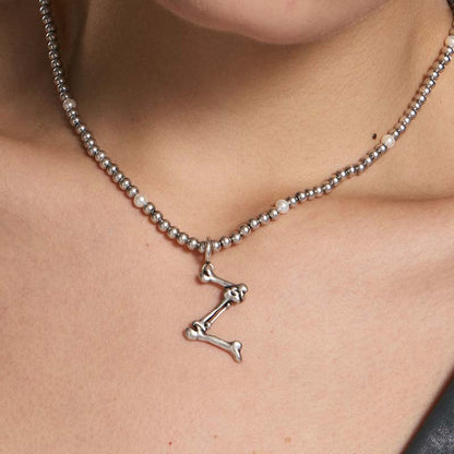 S925 Sterling Silver Bone Letter Pendant