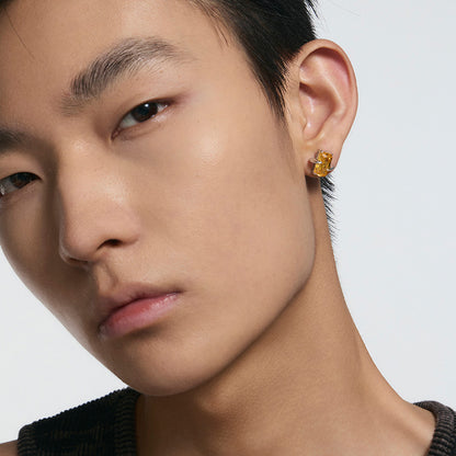 Spiked Yellow Square-Cut Studs