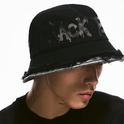 Layered Raw-Edge Bucket Hat