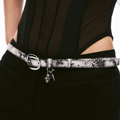 Skull & Snake Embossed Slim Belt