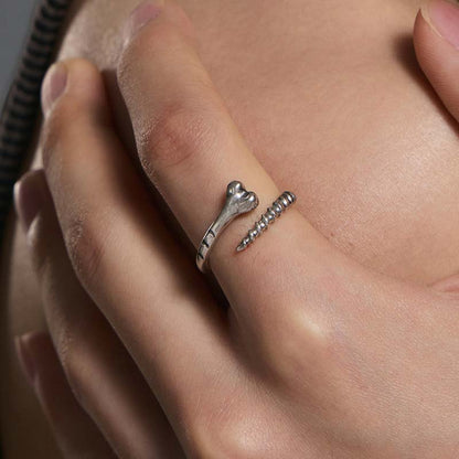 S925 Sterling Silver Bone Nail Ring