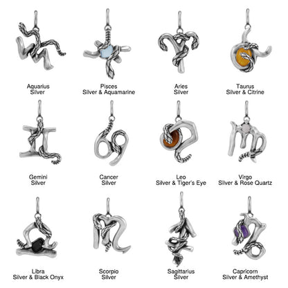 Silver Snake Zodiac Necklace Pendant