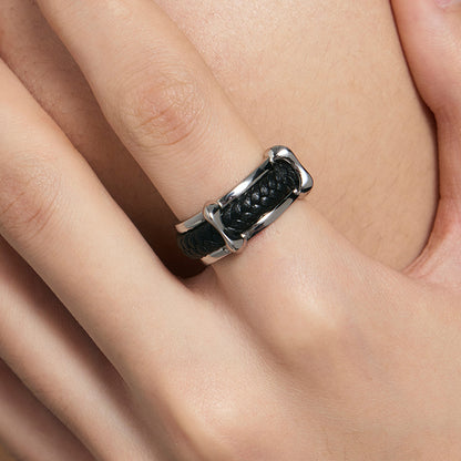 Spiked Woven Wide Ring