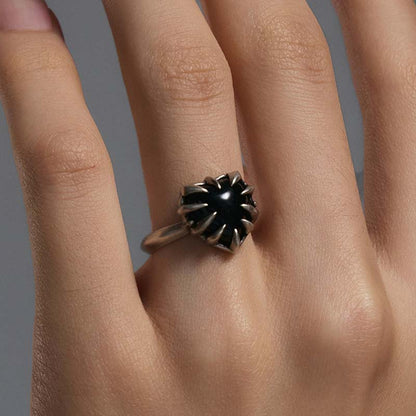 S925 Sterling Silver Spike Heart Ring