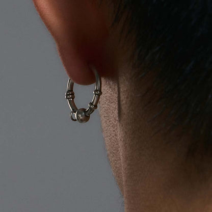 S925 Sterling Silver Piercing Ball Large Hoop Earring (Single)