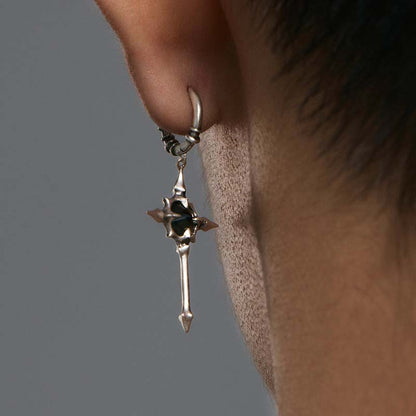 S925 Sterling Silver Cross Star Drop Earrings