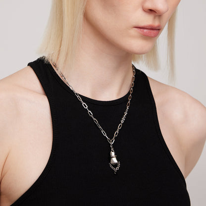 BLACK GLOVES LITTLE FIST COLOR CHANGING PENDANT NECKLACE