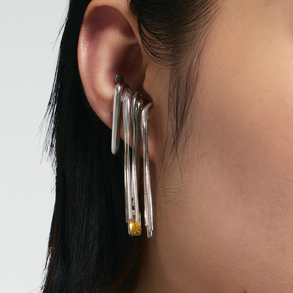 Bone Record Pattern Tassel Earrings