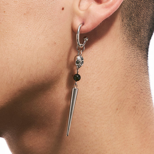 Siren Skull Drop Earrings with Black Onyx