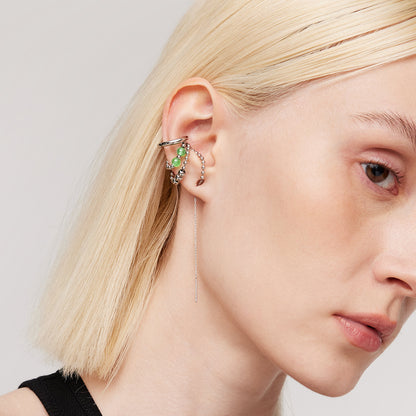 BLACK GLOVES MAGIC CRYSTAL BALL EAR CLIP EAR WIRE