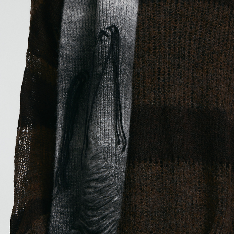 Black-White Gradient Distressed Scarf