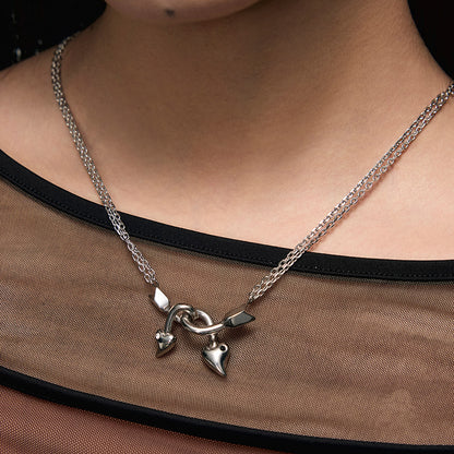 Entwined Arrow Double-Layer Necklace