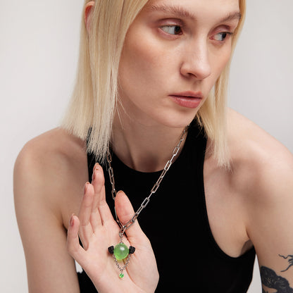 BLACK GLOVES MAGIC CRYSTAL BALL NECKLACE