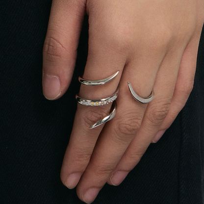 Spiked Pavé Double-Finger Ring